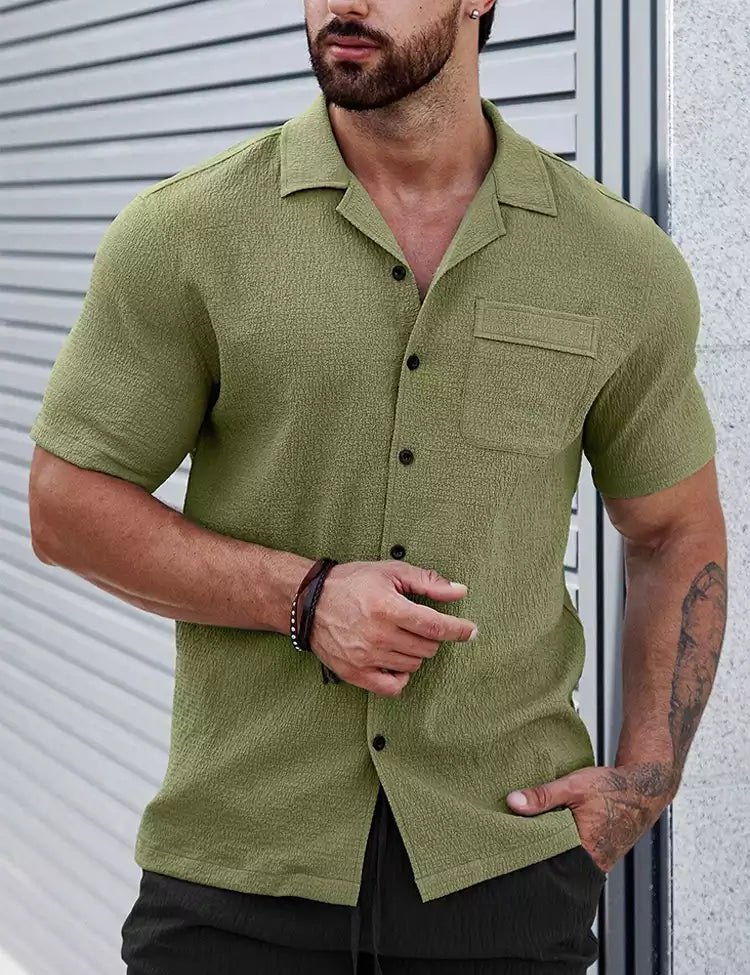 Olive Green Plain Shirt Cotton Material for Mens Available