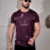 Dark Wine Round Neck Imported Cotton Half Sleeve Premium Designer T-Shirt