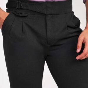 Foomer Formal Dark Black Trouser Pant For Men's